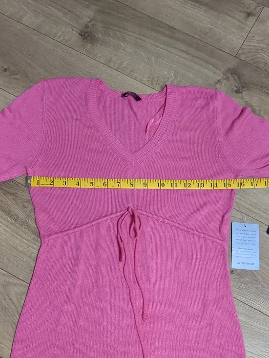 BEBE Tie Front Cutout Crochet Midi Dress  Fuchsia Women's Size Small NWT - Picture 6 of 11